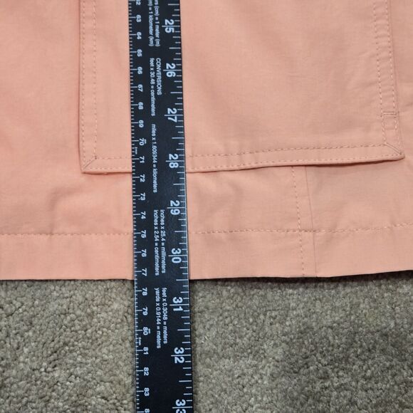 Talbots Coral Orange Rain Jacket Coat Full Zip Drawstring Pockets Lined Large - Picture 16 of 16
